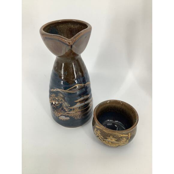 Lot of 7 Vintage Japanese Ceramic Handpainted Saki Tea Set Pitchers & Cups L20-3 - Picture 4 of 7